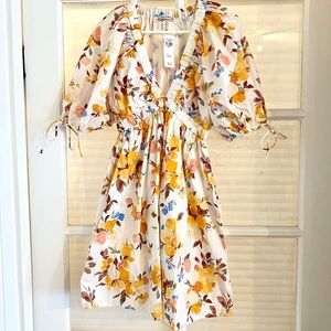 Abercrombie Poplin Puff Sleeve Babydoll Mini Dress